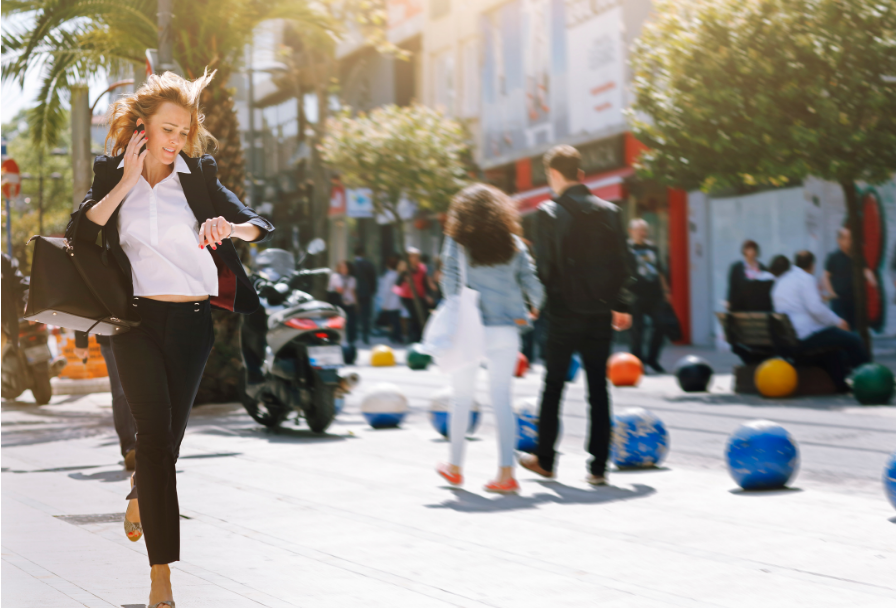 Stressed parent rushing