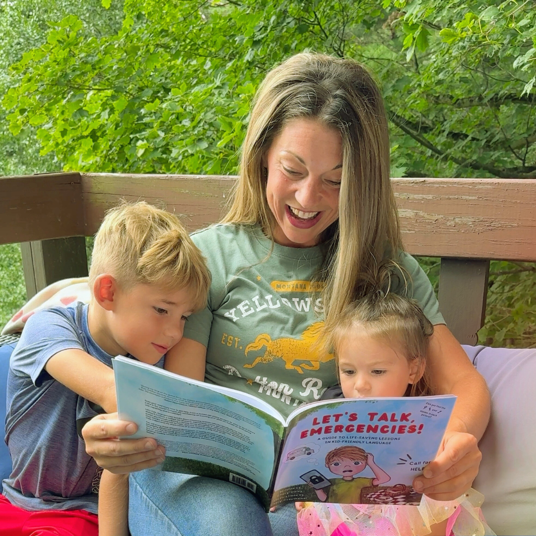 Cheryl reading with her children
